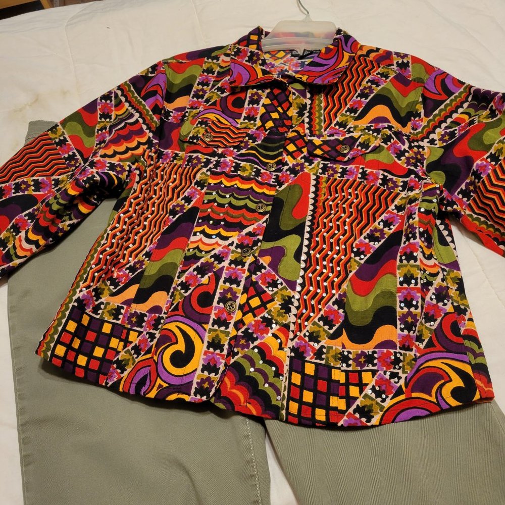 Gaudy Couture Short Jacket Shirt Size XL Colorful - Picture 12 of 14